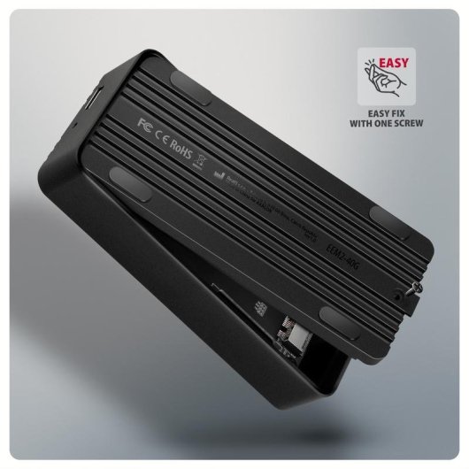 Caja PC Axagon EEM2-40G M.2 Aluminio Negro USB Type-C 40 Gbit/s