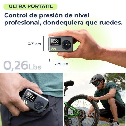 Inflador Mini Woowind Ventus Race para Bicicletas e Motas, Preto