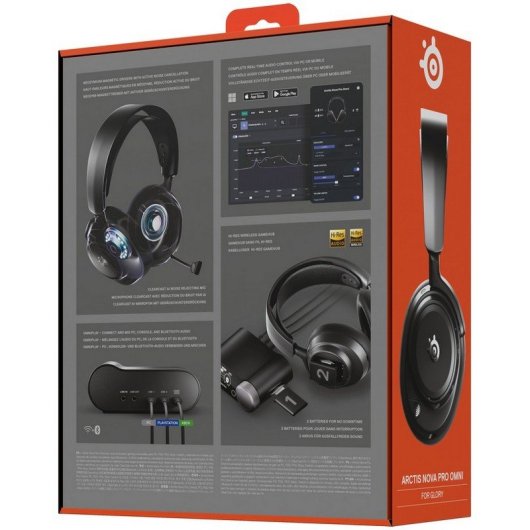Auriculares SteelSeries Arctis Nova Pro Omni inalámbricos Bluetooth y RF con Cancelación de Ruido, Micrófono y 30 h batería, negro