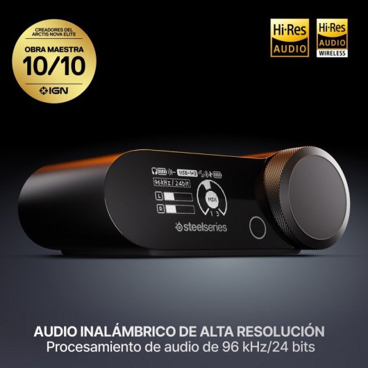Auriculares SteelSeries Arctis Nova Pro Omni inalámbricos Bluetooth y RF con Cancelación de Ruido, Micrófono y 30 h batería, negro
