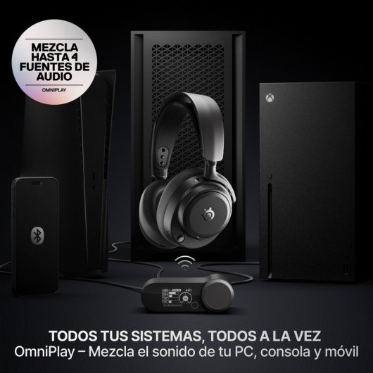 Auriculares SteelSeries Arctis Nova Pro Omni inalámbricos Bluetooth y RF con Cancelación de Ruido, Micrófono y 30 h batería, negro