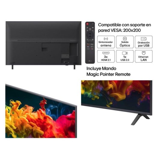 TV LG QNED MiniLED 50QNED80B6B 50" 4K UltraHD 60Hz Smart TV WebOS HDR10 Pro AI