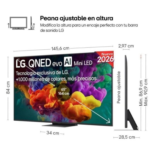 TV LG QNED evo MiniLED AI 65QNED86B6B 4K UltraHD 144Hz Smart TV WebOS Dolby Vision