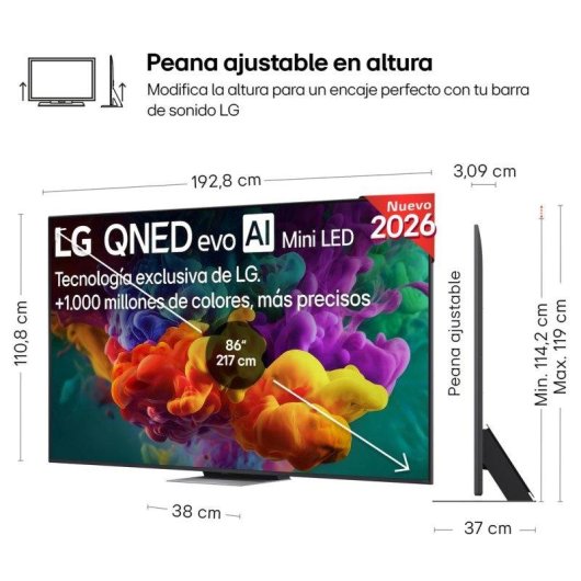 TV LG QNED evo MiniLED AI 86QNED86B6B 86" 4K UltraHD 144Hz Smart TV WebOS Dolby Vision