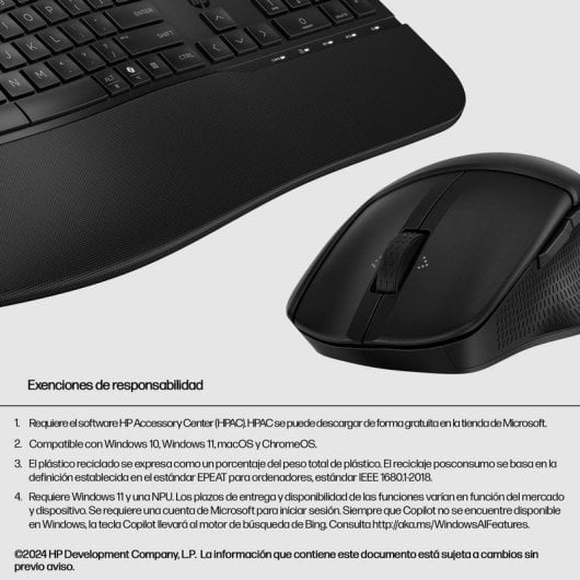 Clavier HP 680 Comfort sans fil complet avec souris double RF et Bluetooth