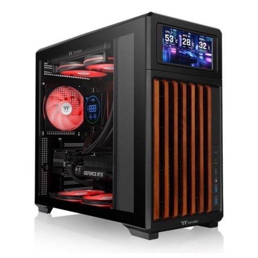 Case Thermaltake TR300 WS Mid-Tower Nero con Fronte in Legno e Vetro Temperato