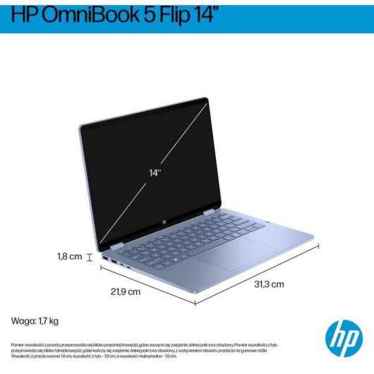 Portátil HP OmniBook 5 Flip 14-fp0004nw 14" Intel Core 5 120U 16GB 512GB SSD Gráficos integrados Windows 11 Home