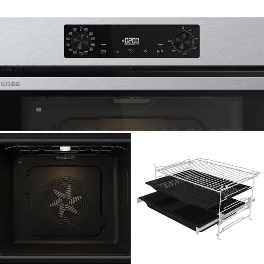 Horno Multifunción Hisense 77L 60cm Pirolítico A++ AirFryer Pizza Guías Telescópicas Negro
