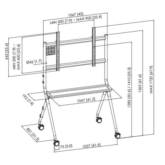 Vogel's T1011 Supporto TV Mobile 50 a 86" VESA 200x200 a 900x600 Max 80Kg Nero