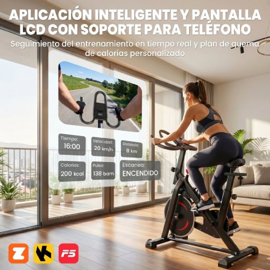 Sportnow Bicicleta Estática Con Resistencia Magnética Ajustable App Bluetooth