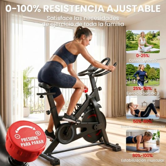 Sportnow Bicicleta Estática Con Resistencia Magnética Ajustable App Bluetooth