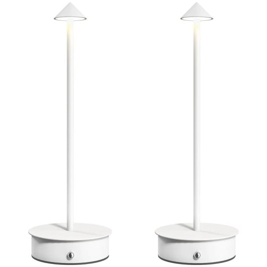 Homcom Pack 2 Lámparas De Mesa Recargables Táctiles Blancas