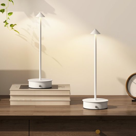 Homcom Pack 2 Lámparas De Mesa Recargables Táctiles Blancas