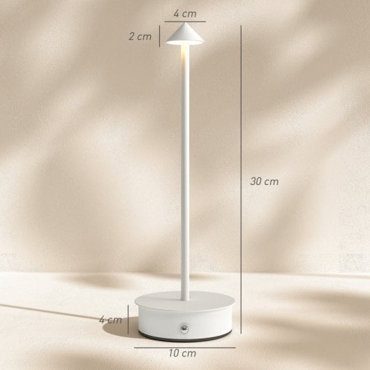 Homcom Pack 2 Lámparas De Mesa Recargables Táctiles Blancas