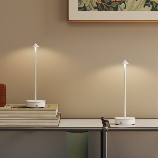 Homcom Pack 2 Lámparas De Mesa Recargables Táctiles Blancas