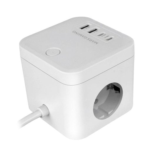 Carregador Mars Gaming MD-CUBE35 Powercube 3x Schuko 4x USB PD 35W GaN Branco