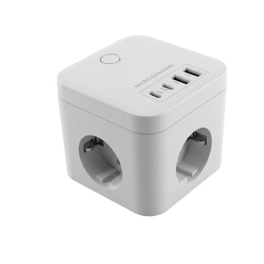 Carregador Mars Gaming MD-CUBE35 Powercube 3x Schuko 4x USB PD 35W GaN Branco