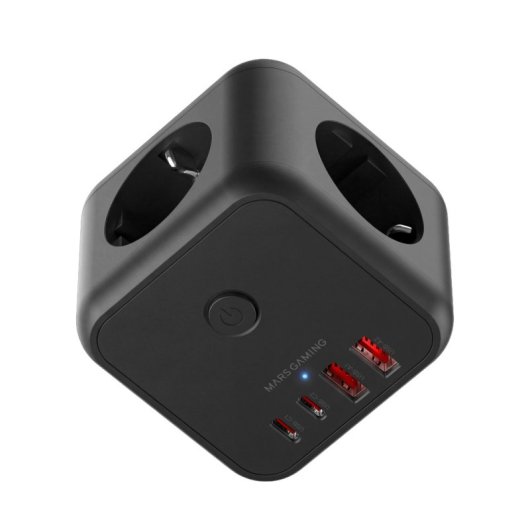Carregador Mars Gaming MD-CUBE20 Powercube 3x Schuko 4x USB PD 20W GaN Preto