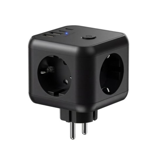 Carregador Mars Gaming MD-CUBE20 Powercube 3x Schuko 4x USB PD 20W GaN Preto
