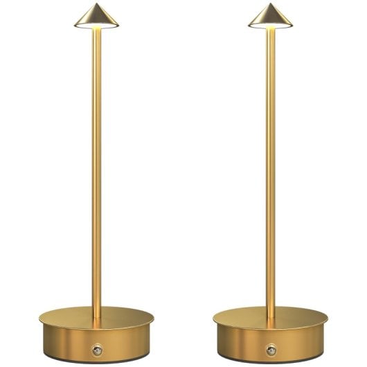 Homcom Pack 2 Lámparas De Mesa Recargables Táctiles Oro