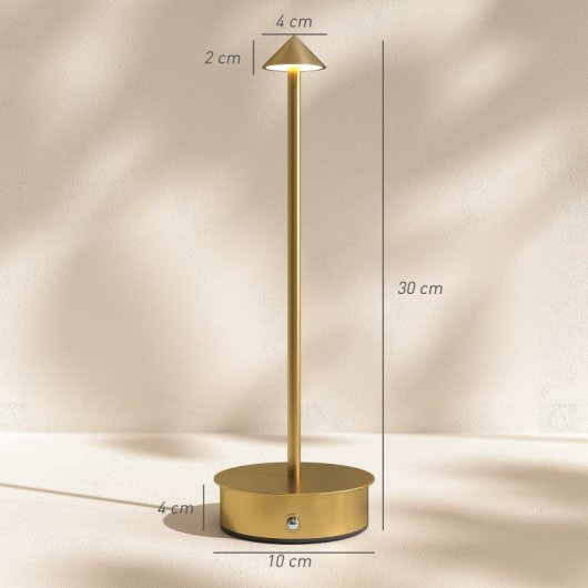 Homcom Pack 2 Lámparas De Mesa Recargables Táctiles Oro