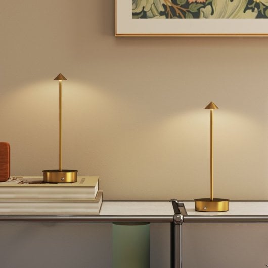 Homcom Pack 2 Lámparas De Mesa Recargables Táctiles Oro
