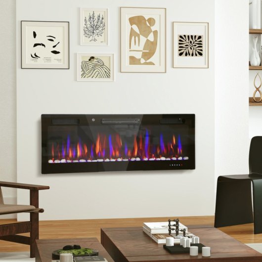 Homcom Chimenea Eléctrica Empotrable Con Llama 3d Ajustable Y 12 Colores