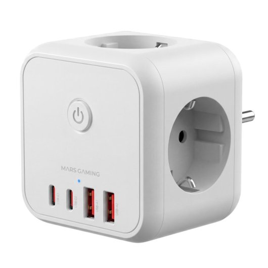 Mars Gaming Md-cube20 Powercube 3x Schuko 4x Usb Pd 20w Gan Blanco