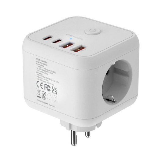 Mars Gaming Md-cube20 Powercube 3x Schuko 4x Usb Pd 20w Gan Blanco
