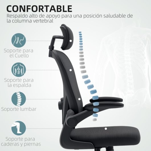 Homcom Pack Oficina Con Silla De Malla Negra Y Alfombra Protectora 90x120 Cm