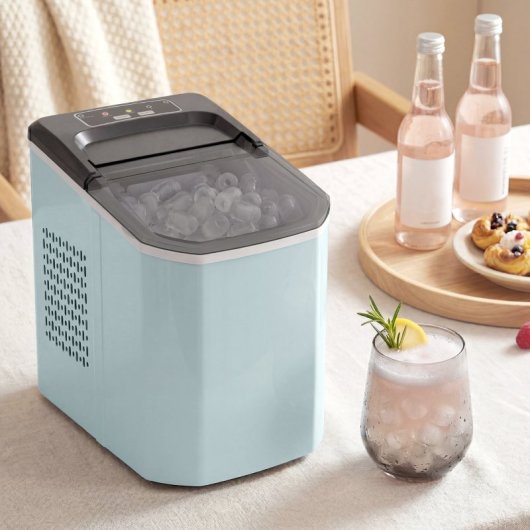 Homcom Máquina De Hielo Autolimpiable 12 Kg/24h 9 Cubitos En 7 Min Azul Claro
