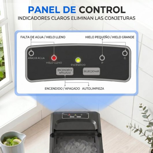 Homcom Máquina De Hielo Autolimpiable 12 Kg/24h 9 Cubitos En 7 Min Azul Claro