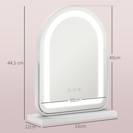 Espelho Maquilhagem Homcom 505-023V90WT LED Branco Rotação 360° Controlo Tátil