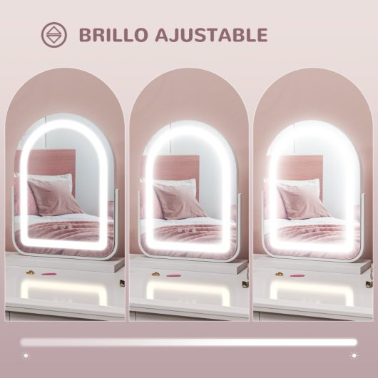 Espelho Maquilhagem Homcom 505-023V90WT LED Branco Rotação 360° Controlo Tátil