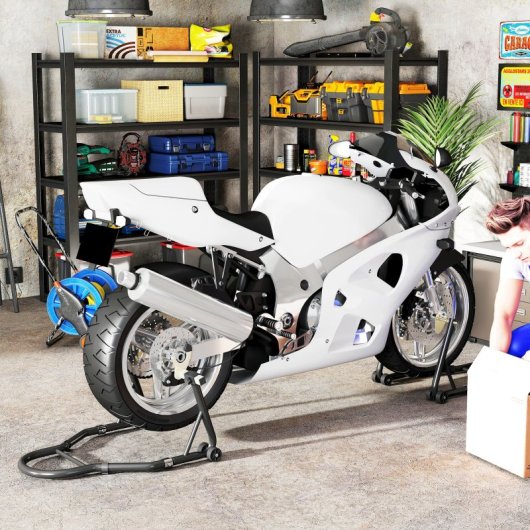 Homcom Caballete De Moto Carga 390 Kg Soporte Delantero Y Trasera Universal