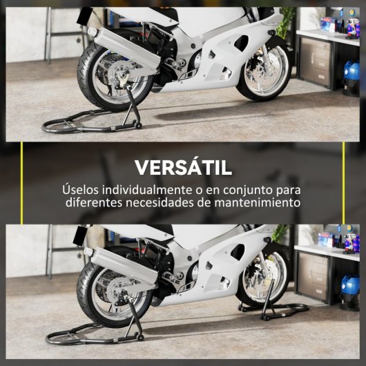 Homcom Caballete De Moto Carga 390 Kg Soporte Delantero Y Trasera Universal