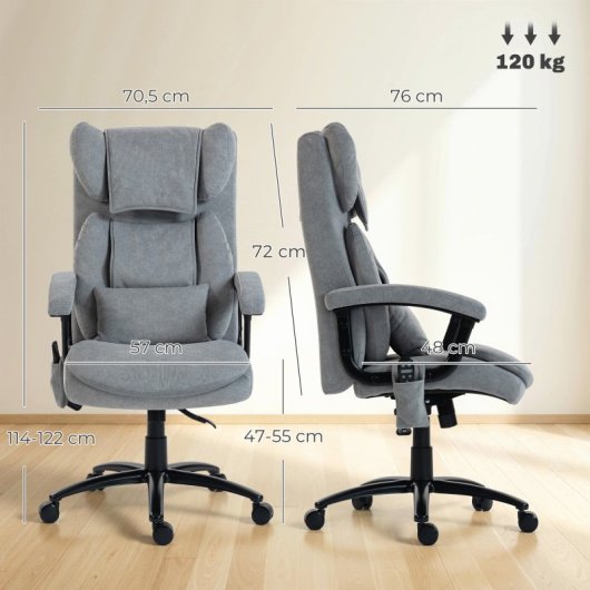 Homcom Silla De Oficina Con Masaje De Amasamiento De 4 Puntos Gris