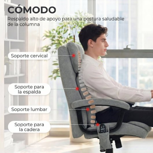 Homcom Silla De Oficina Con Masaje De Amasamiento De 4 Puntos Gris