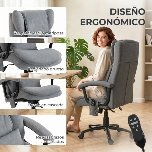 Homcom Silla De Oficina Con Masaje De Amasamiento De 4 Puntos Gris