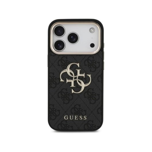 Guess Funda Para Iphone 17 Pro – Carcasa De Polipiel Negra Con Gran Logo 4g Dorado, Diseño Elegante Y Ajuste Preciso