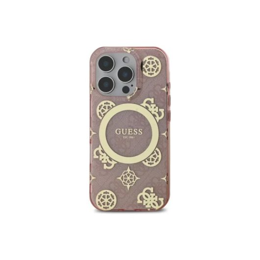 Funda para móvel Guess MagSafe Flores Rosas Detalhes Dourados para iPhone 16