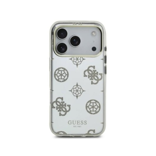 Guess Funda Para Iphone 17 Pro Max – Carcasa De Tpu Con Magsafe Espejo Peonías Con Brillos Dorado, Diseño Elegante Y Ajuste Preciso