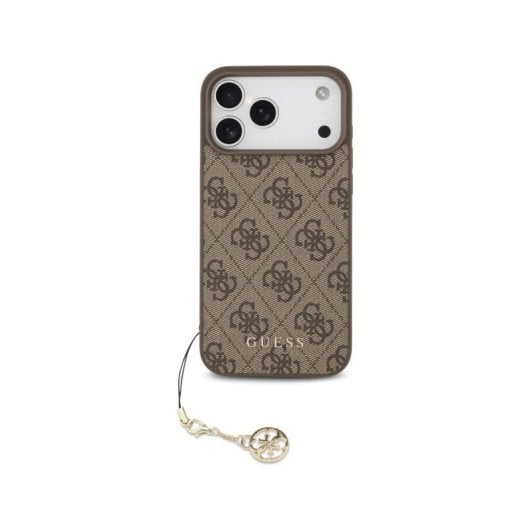 Guess Funda Para Iphone 17 Pro Max – Carcasa Marrón Con Logo 4g Y Charm Dorado, Diseño Elegante Y Ajuste Preciso