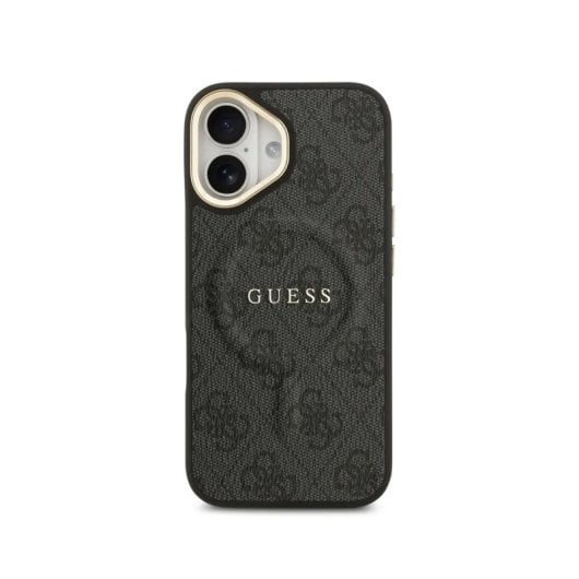 Guess Funda Para Iphone 16 – Carcasa De Polipiel Negra Con Logo Clásico Y Magsafe, Diseño Elegante Y Ajuste Preciso