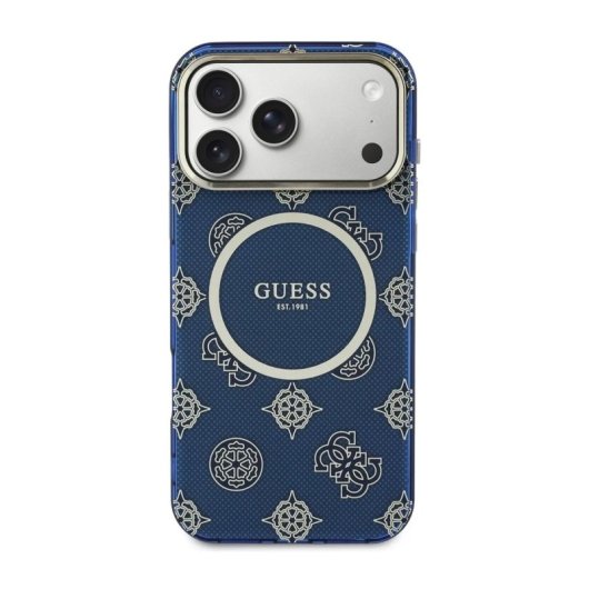 Guess Funda Para Iphone 17 Pro Max – Carcasa Rígida Azul Multilogo Guess, Protección Segura Y Ajuste Preciso