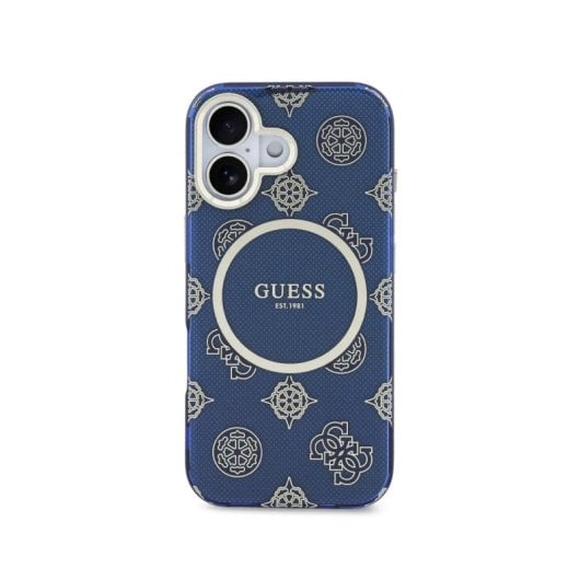 Guess Funda Para Iphone 17 – Carcasa Rígida Azul Multilogo Guess, Protección Segura Y Ajuste Preciso
