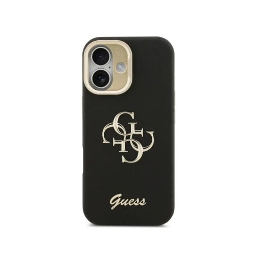 Guess Funda Para Iphone 17 – Carcasa Efecto Granulado Negra Con Logo Y Soporte, Diseño Funcional Y Ajuste Preciso