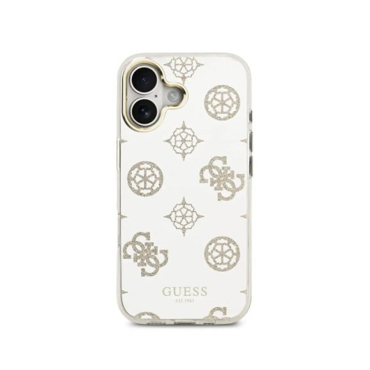 Guess Funda Para Iphone 17 – Carcasa De Tpu Con Magsafe Espejo Peonías Con Brillos Dorado, Diseño Elegante Y Ajuste Preciso
