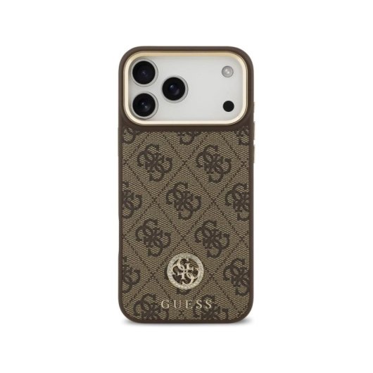 Guess Funda Para Iphone 17 Pro Max – Carcasa De Polipiel Marrón Con Logo 4g De Strass Y Magsafe, Diseño Elegante Y Ajuste Preciso