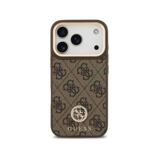 Funda para móvel Guess 4G Strass Polipiel Castanha MagSafe para iPhone 17 Pro